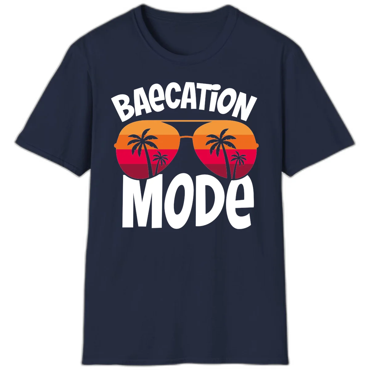 Bagcation Mode Tropical Vibes T-Shirt in Navy