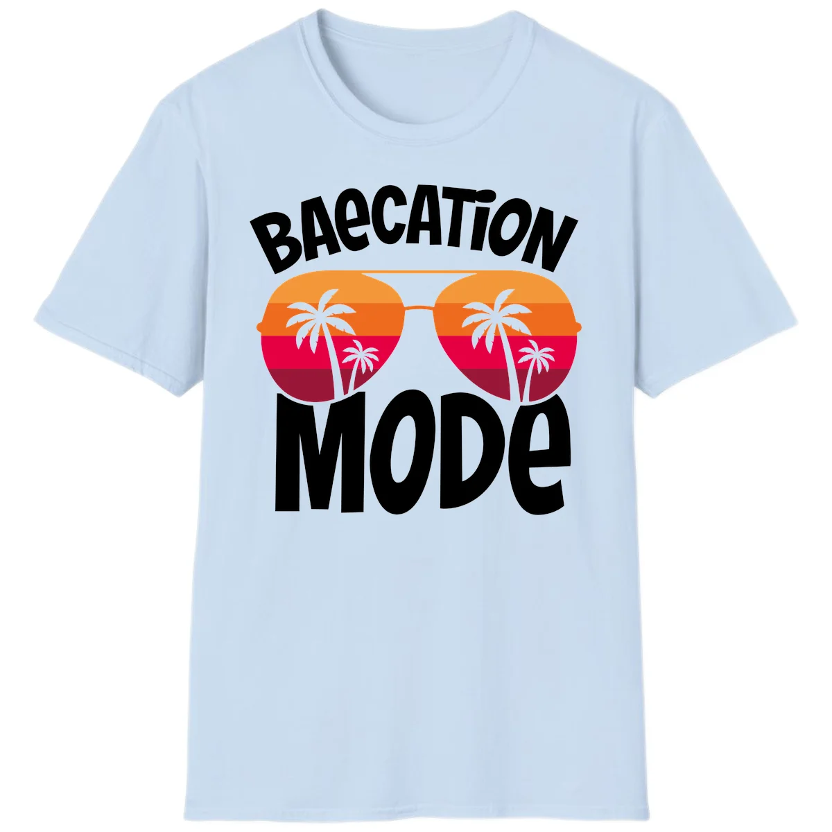 Bagcation Mode Tropical Vibes T-Shirt in Light Blue