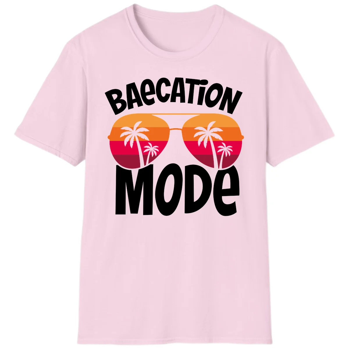 Bagcation Mode Tropical Vibes T-Shirt in Light Pink