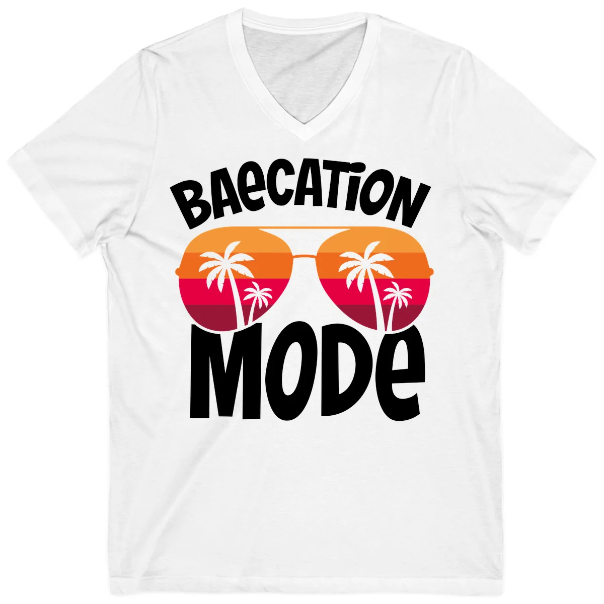 Bagcation Mode Tropical Vibes V-Neck in White