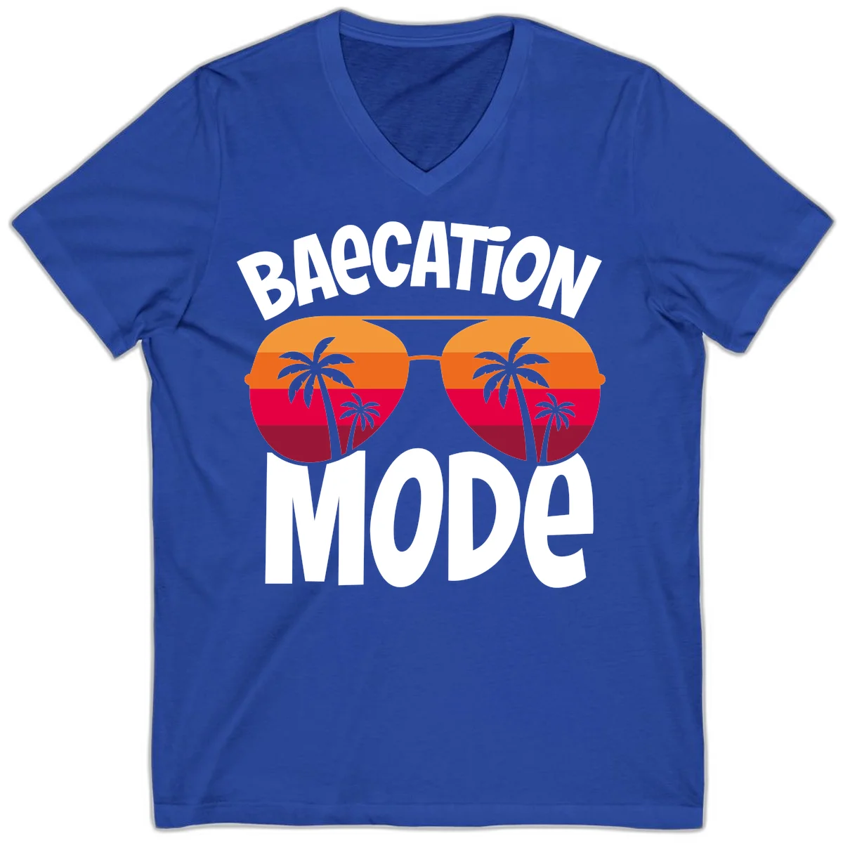 Bagcation Mode Tropical Vibes V-Neck in True Royal