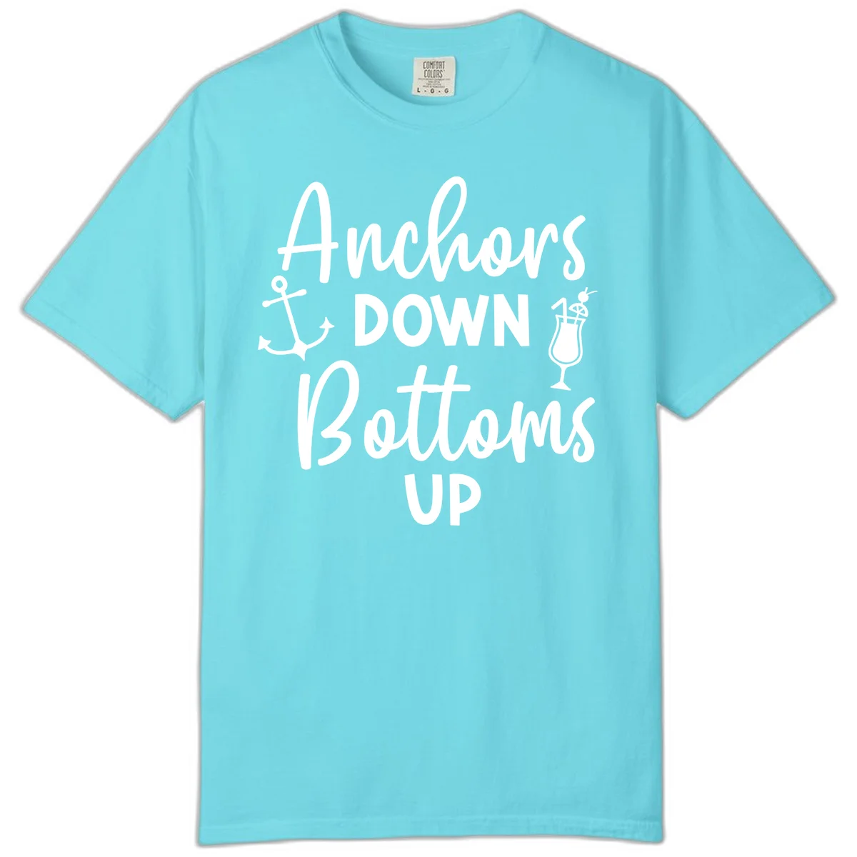Anchors Down Bottoms Up Comfort Color in Lagoon Blue