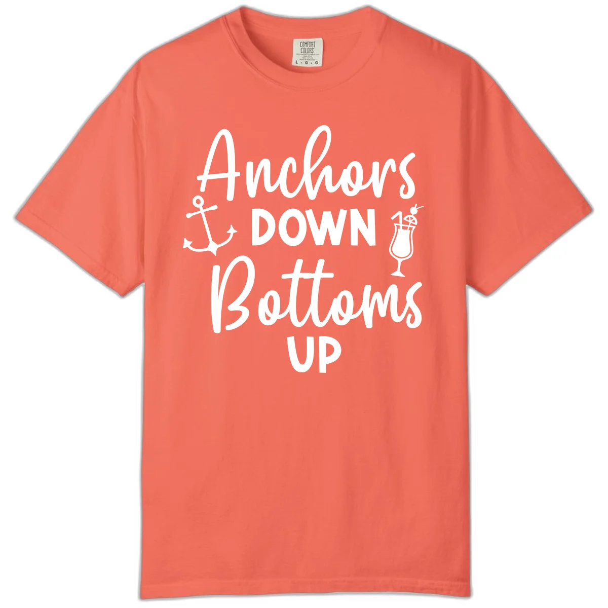 Anchors Down Bottoms Up Comfort Color in Bright Salmon