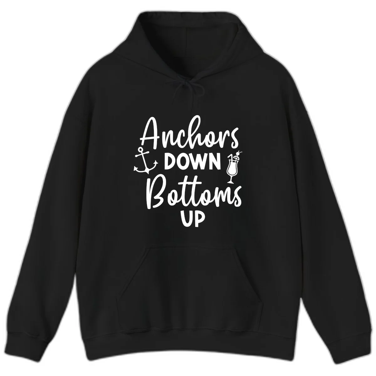 Anchors Down Bottoms Up Hoodie in Black