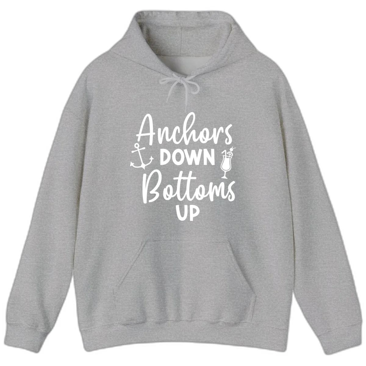 Anchors Down Bottoms Up Hoodie in Sport Grey