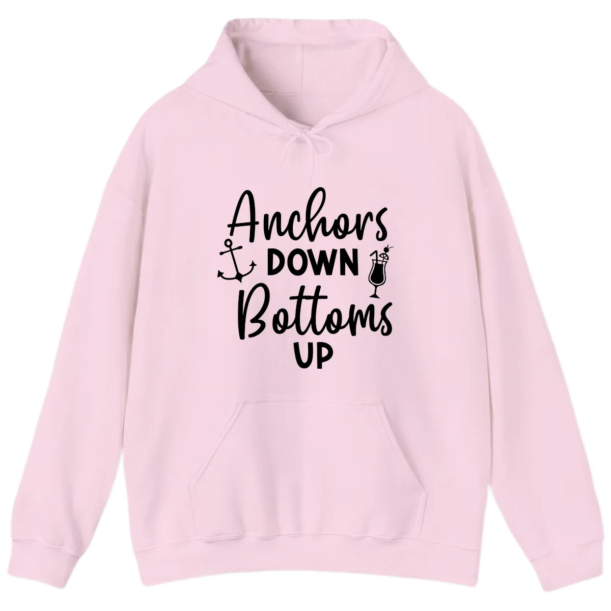 Anchors Down Bottoms Up Hoodie in Light Pink