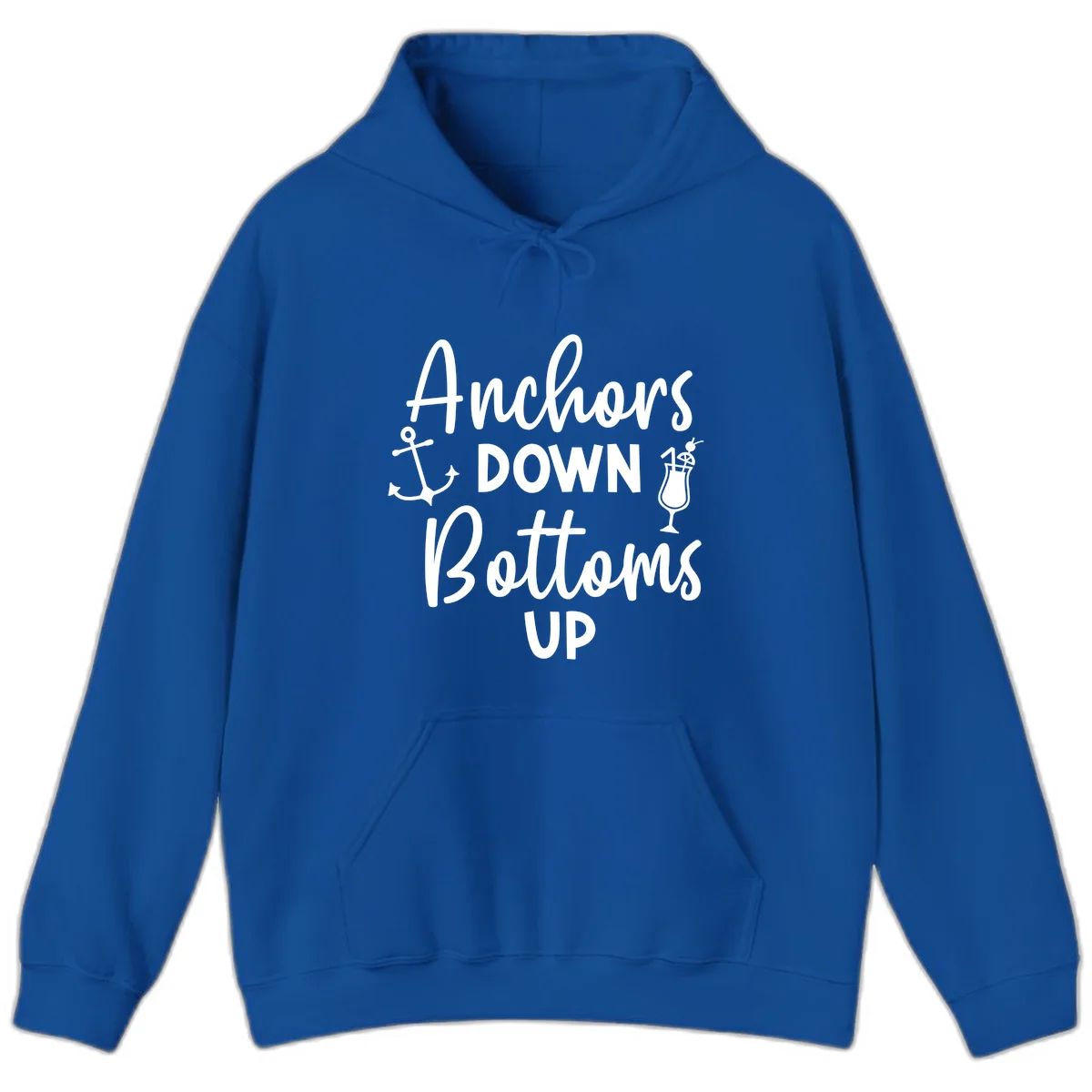 Anchors Down Bottoms Up Hoodie in Royal