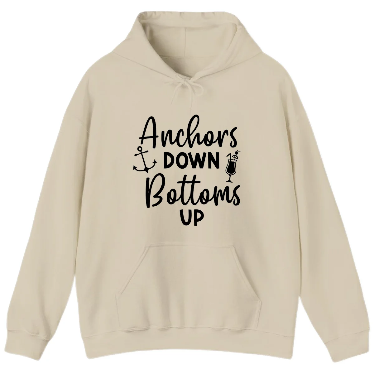 Anchors Down Bottoms Up Hoodie in Sand
