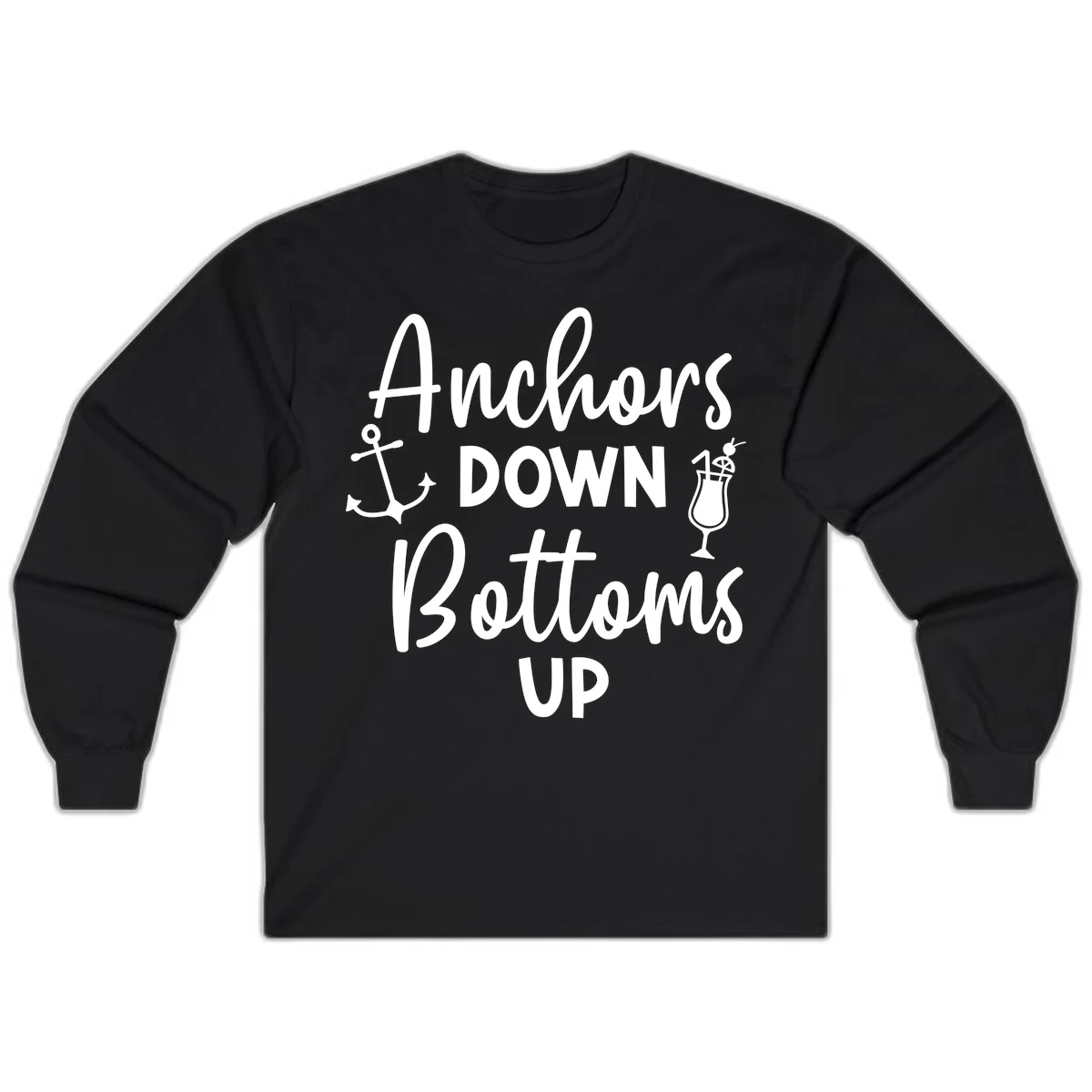 Anchors Down Bottoms Up Long Sleeve in Black