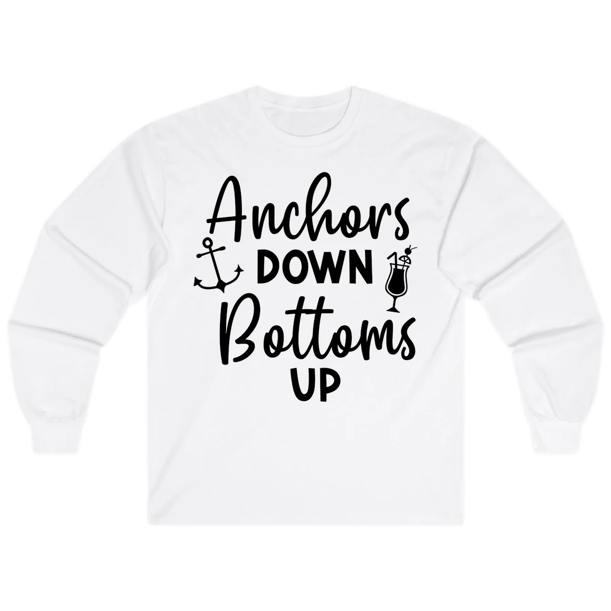 Anchors Down Bottoms Up Long Sleeve in White
