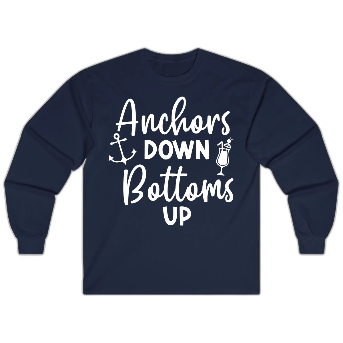 Anchors Down Bottoms Up Long Sleeve in Navy