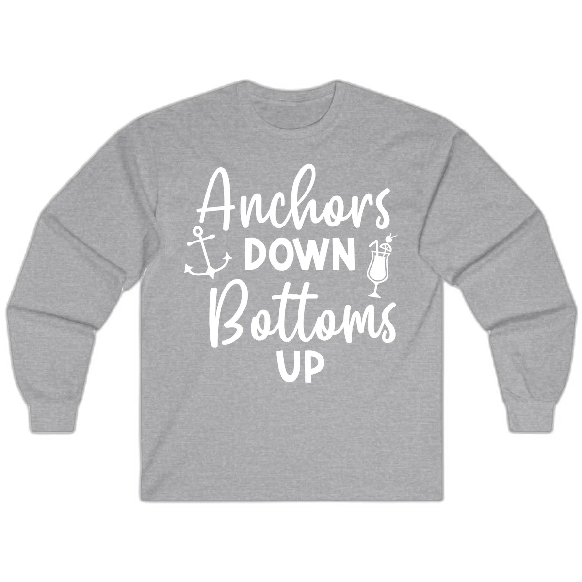 Anchors Down Bottoms Up Long Sleeve in Sport Grey
