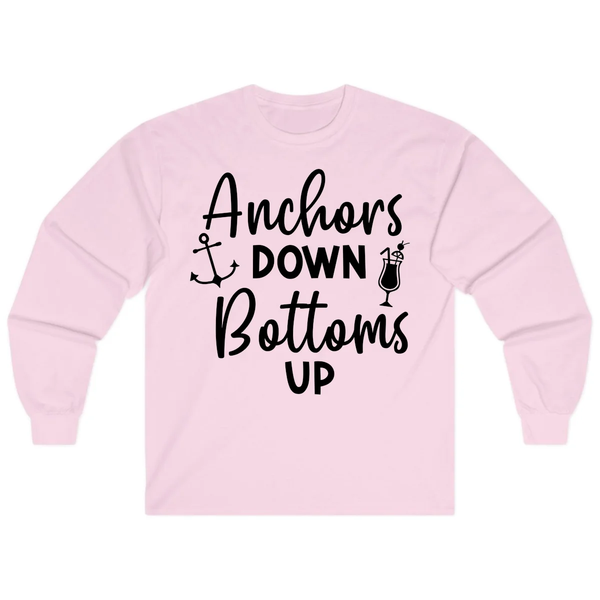 Anchors Down Bottoms Up Long Sleeve in Light Pink