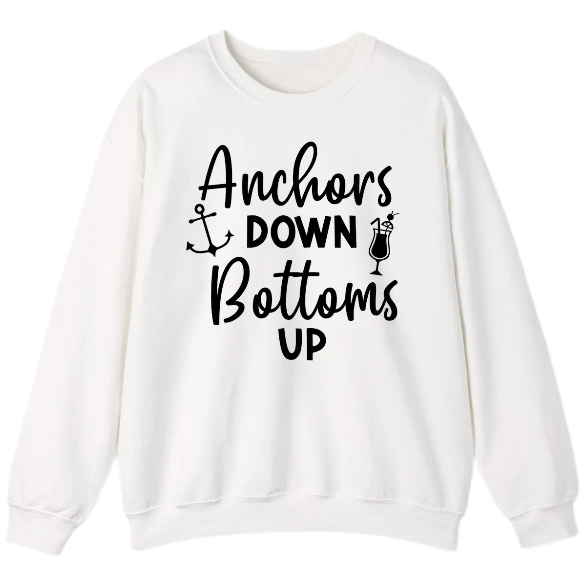 Anchors Down Bottoms Up Sweatshirt in White
