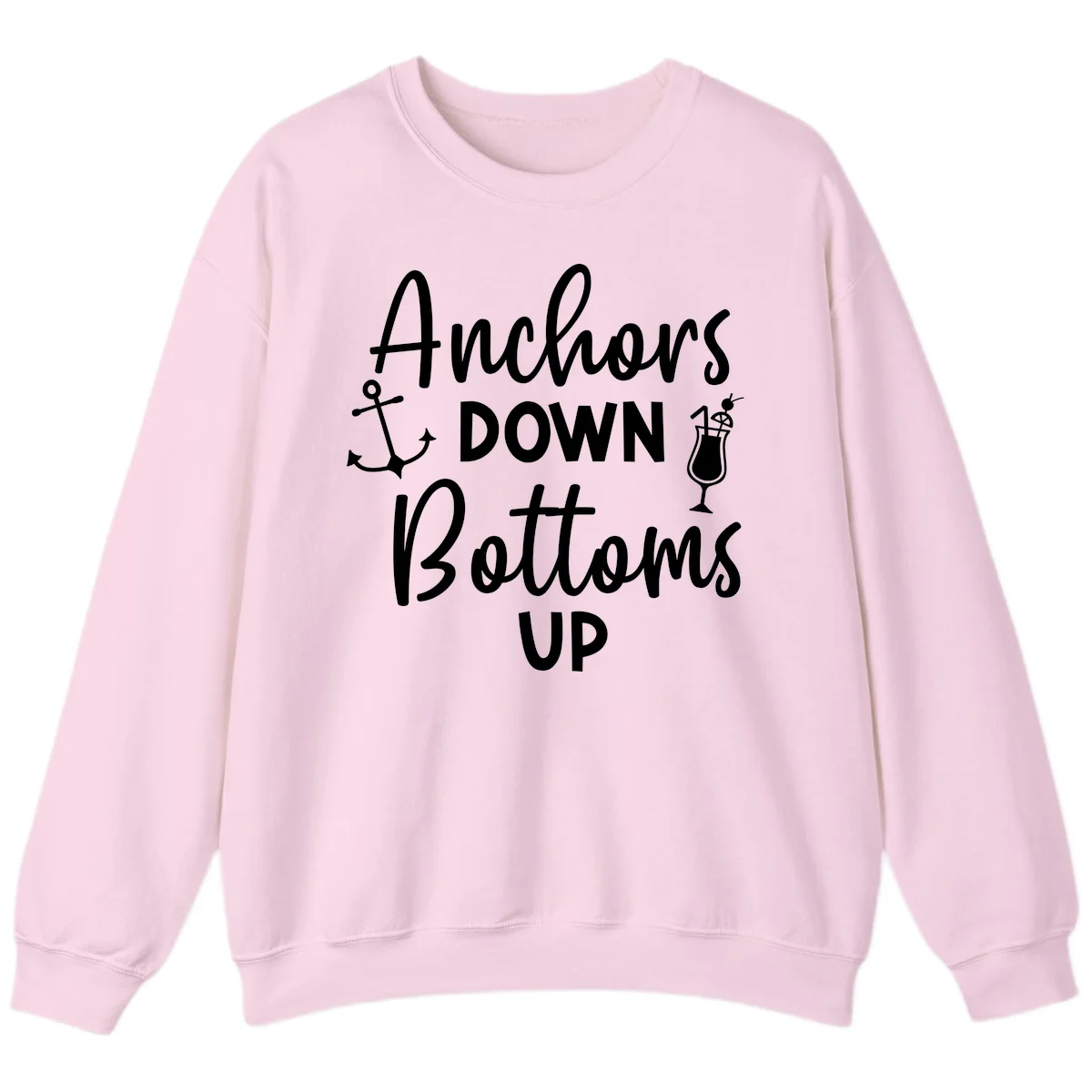 Anchors Down Bottoms Up Sweatshirt in Light Pink