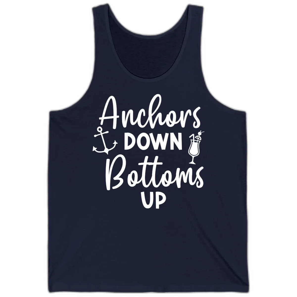 Anchors Down Bottoms Up Tank in Navy