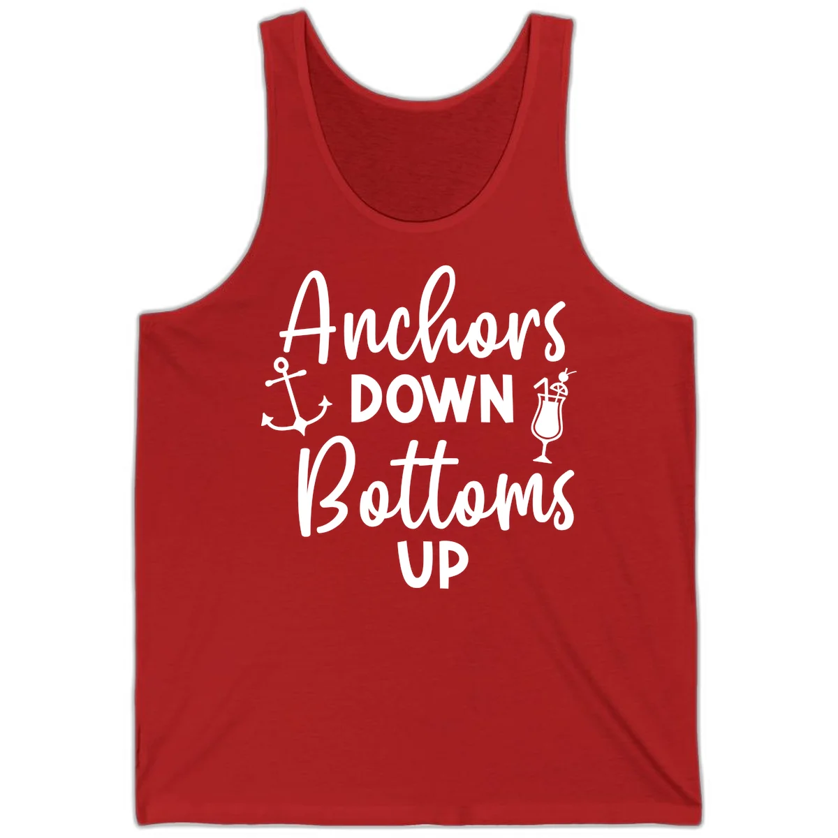 Anchors Down Bottoms Up Tank in Red