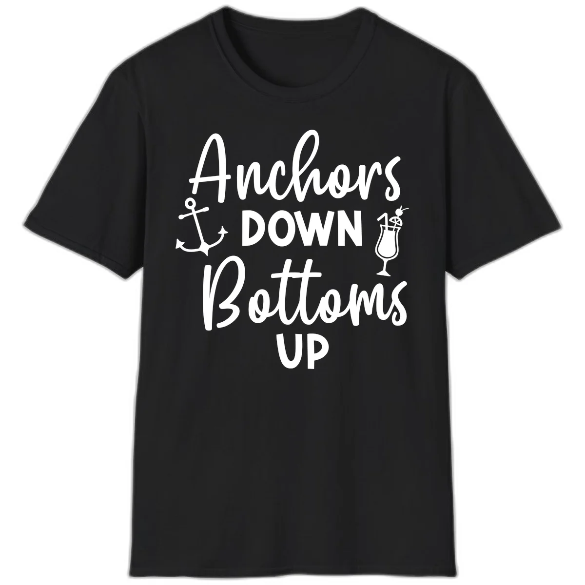 Anchors Down Bottoms Up T-Shirt in Black
