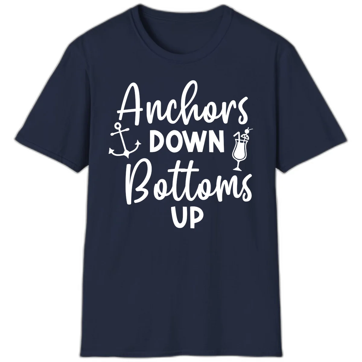 Anchors Down Bottoms Up T-Shirt in Navy