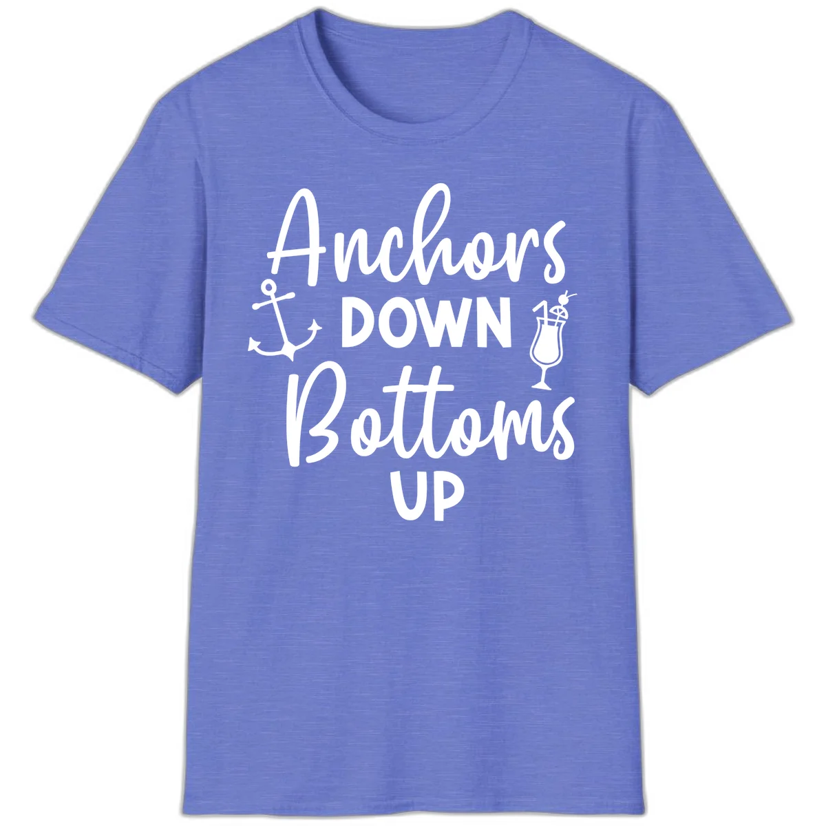 Anchors Down Bottoms Up T-Shirt in Heather Royal