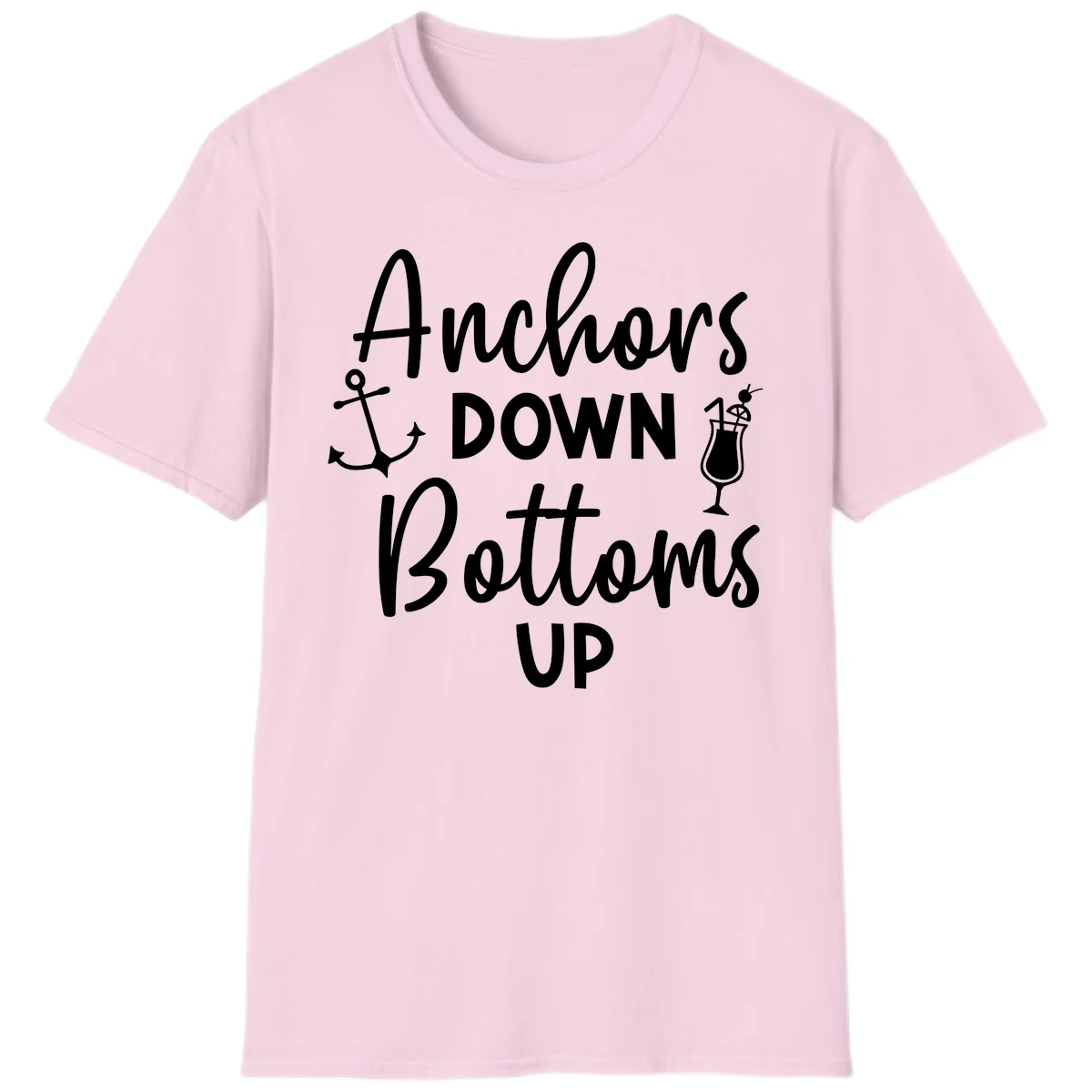 Anchors Down Bottoms Up T-Shirt in Light Pink