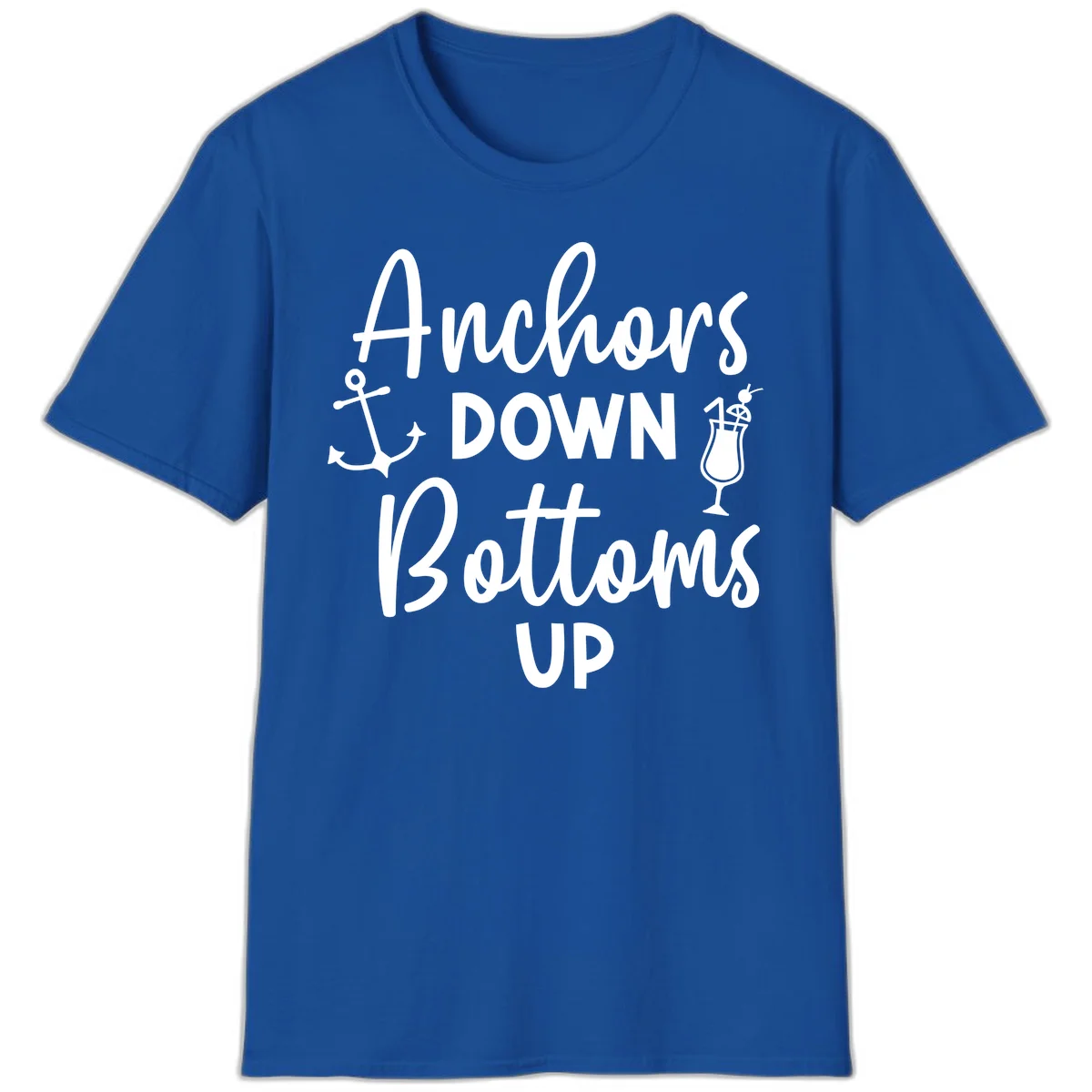 Anchors Down Bottoms Up T-Shirt in Royal