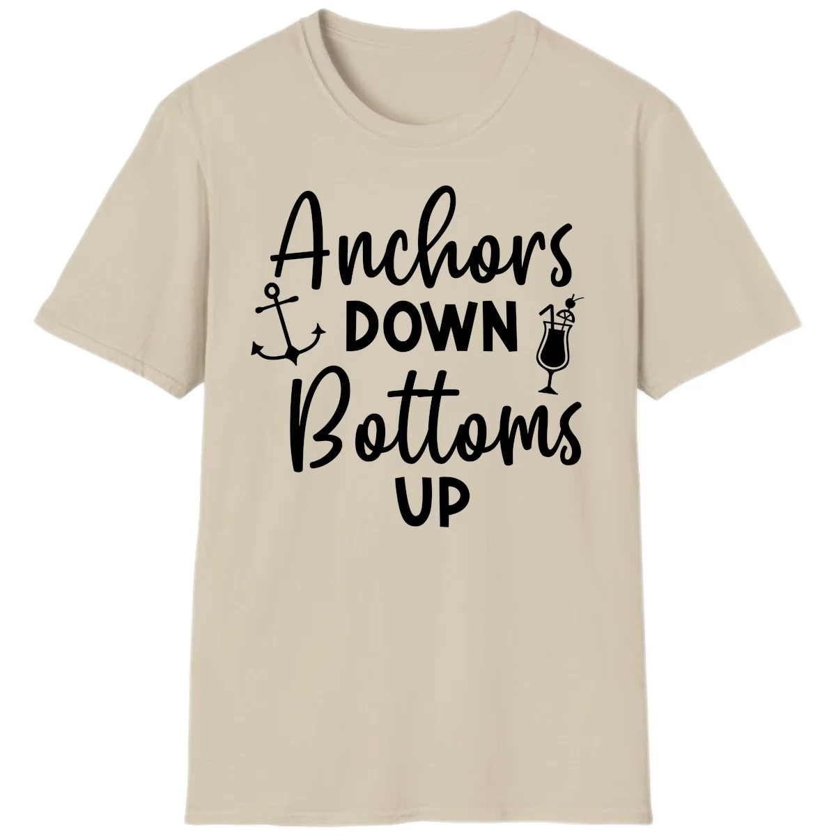 Anchors Down Bottoms Up T-Shirt in Sand