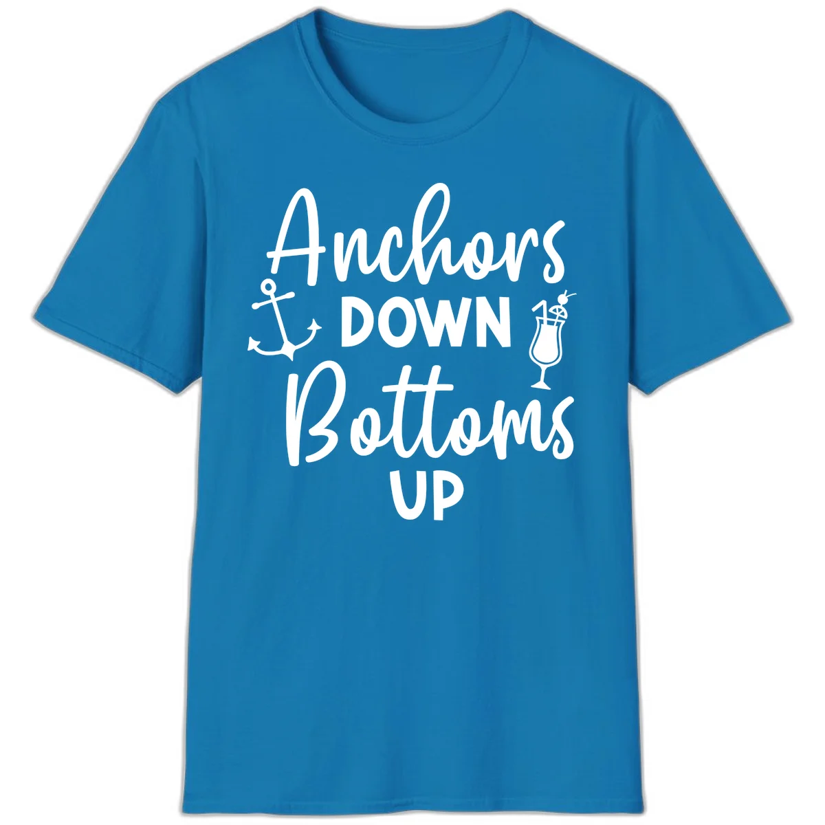 Anchors Down Bottoms Up T-Shirt in Sapphire