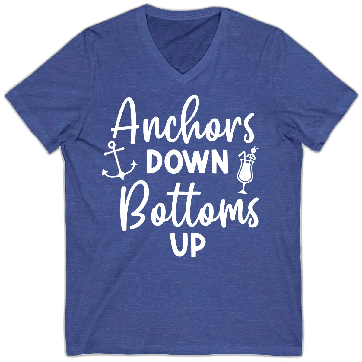 Anchors Down Bottoms Up V-Neck in Heather True Royal