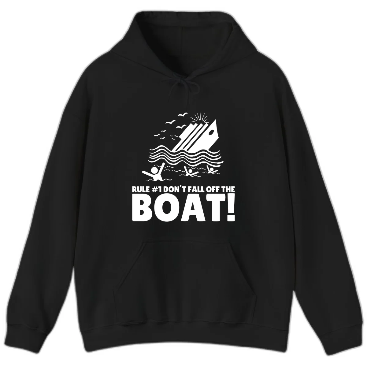 Don't Fall Off The Boat Hoodie in Black