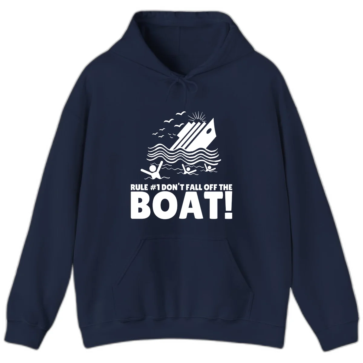 Don't Fall Off The Boat Hoodie in Navy