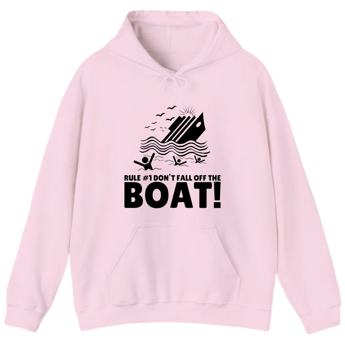 Don't Fall Off The Boat Hoodie in Light Pink