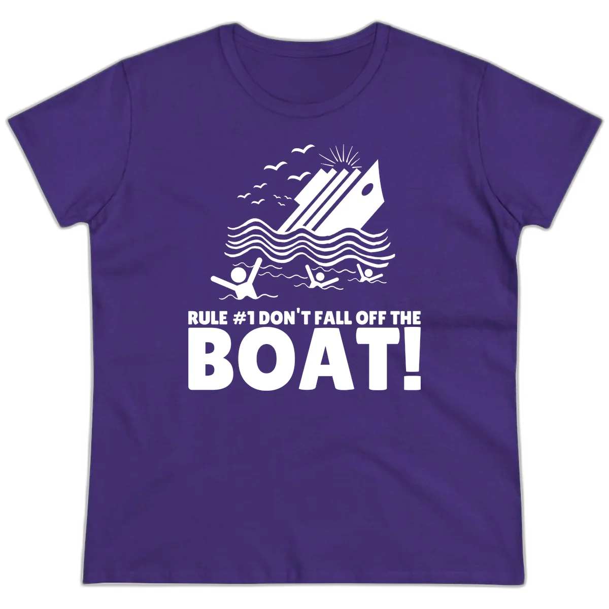 Don't Fall Off The Boat Ladies Tee in Purple