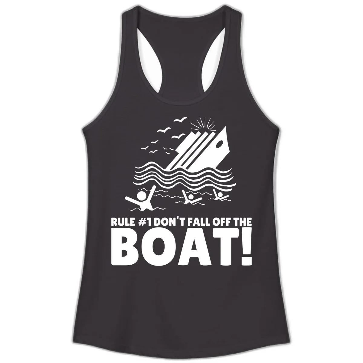 Don't Fall Off The Boat Ladies Tank in Black