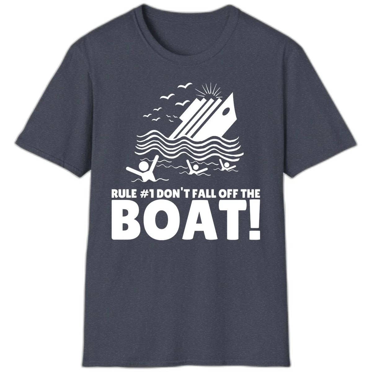 Don't Fall Off The Boat T-Shirt in Heather Navy