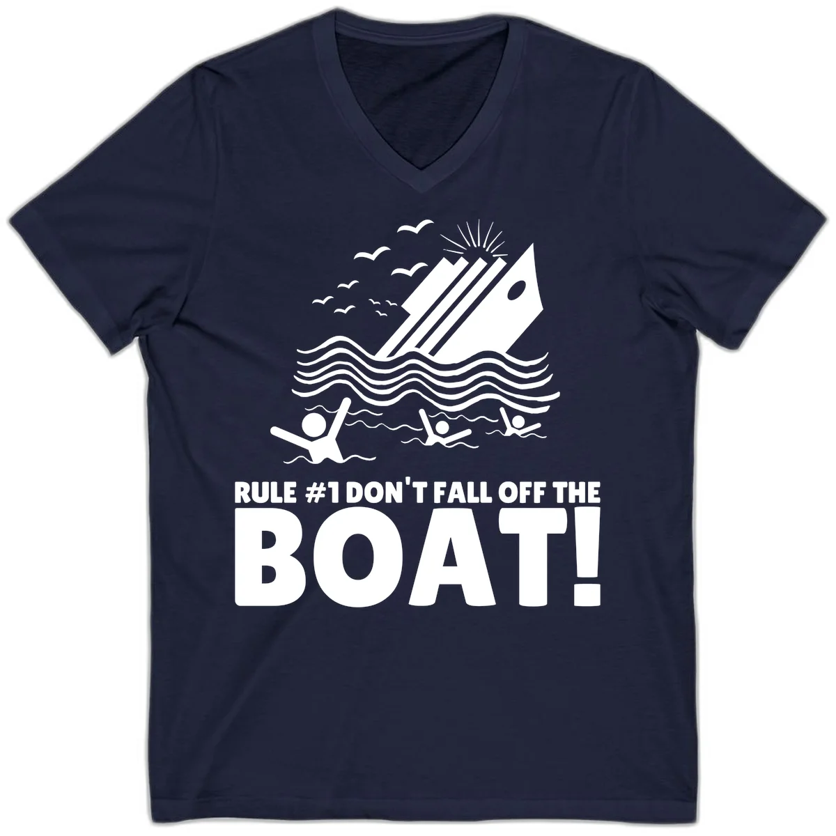 Don't Fall Off The Boat V-Neck in Navy