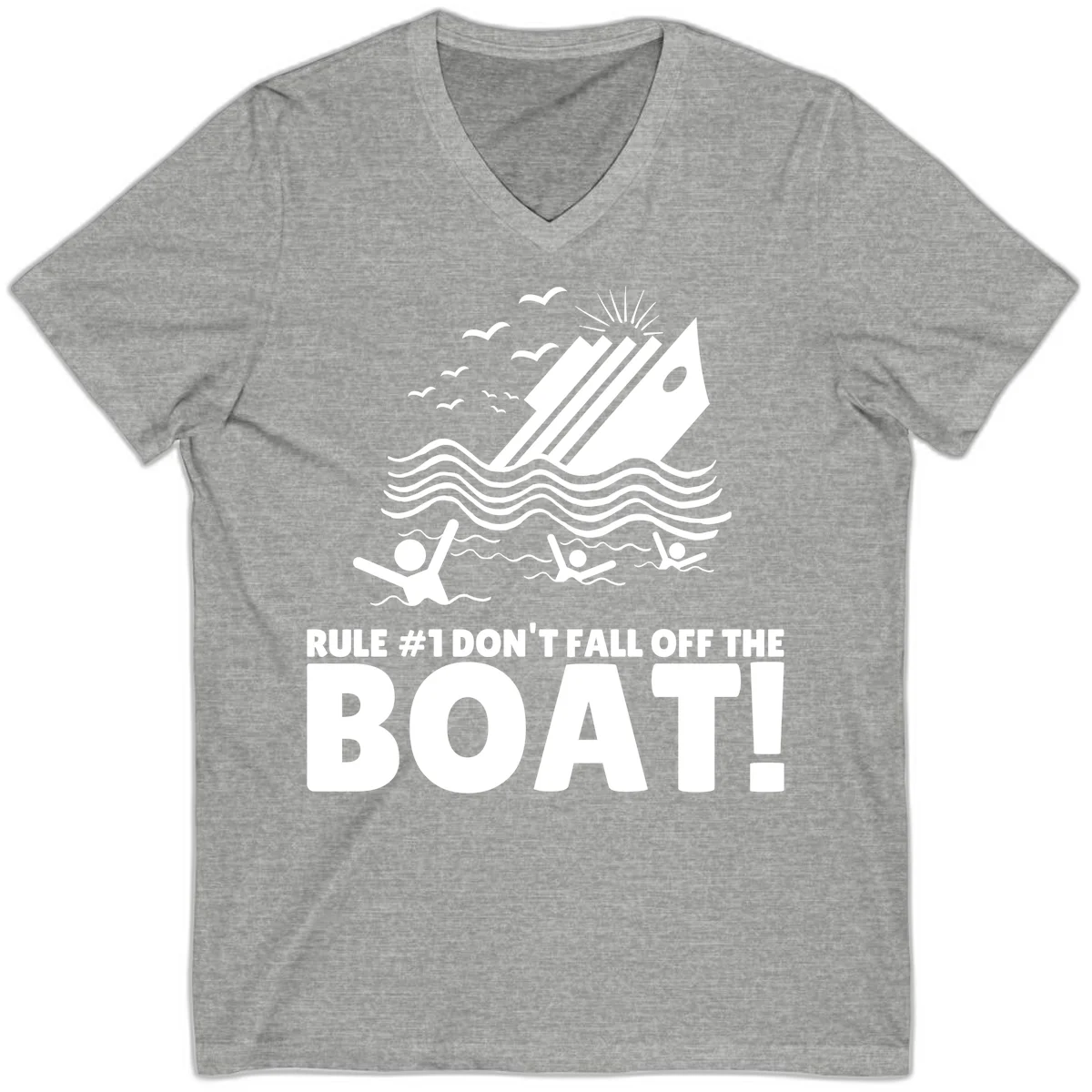 Don't Fall Off The Boat V-Neck in Athletic Heather