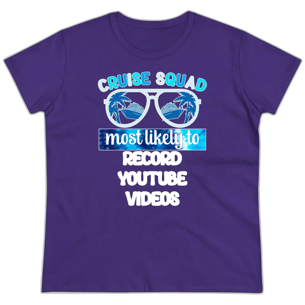 Cruise Squad Most Likely To Record Ladies Tee in Purple