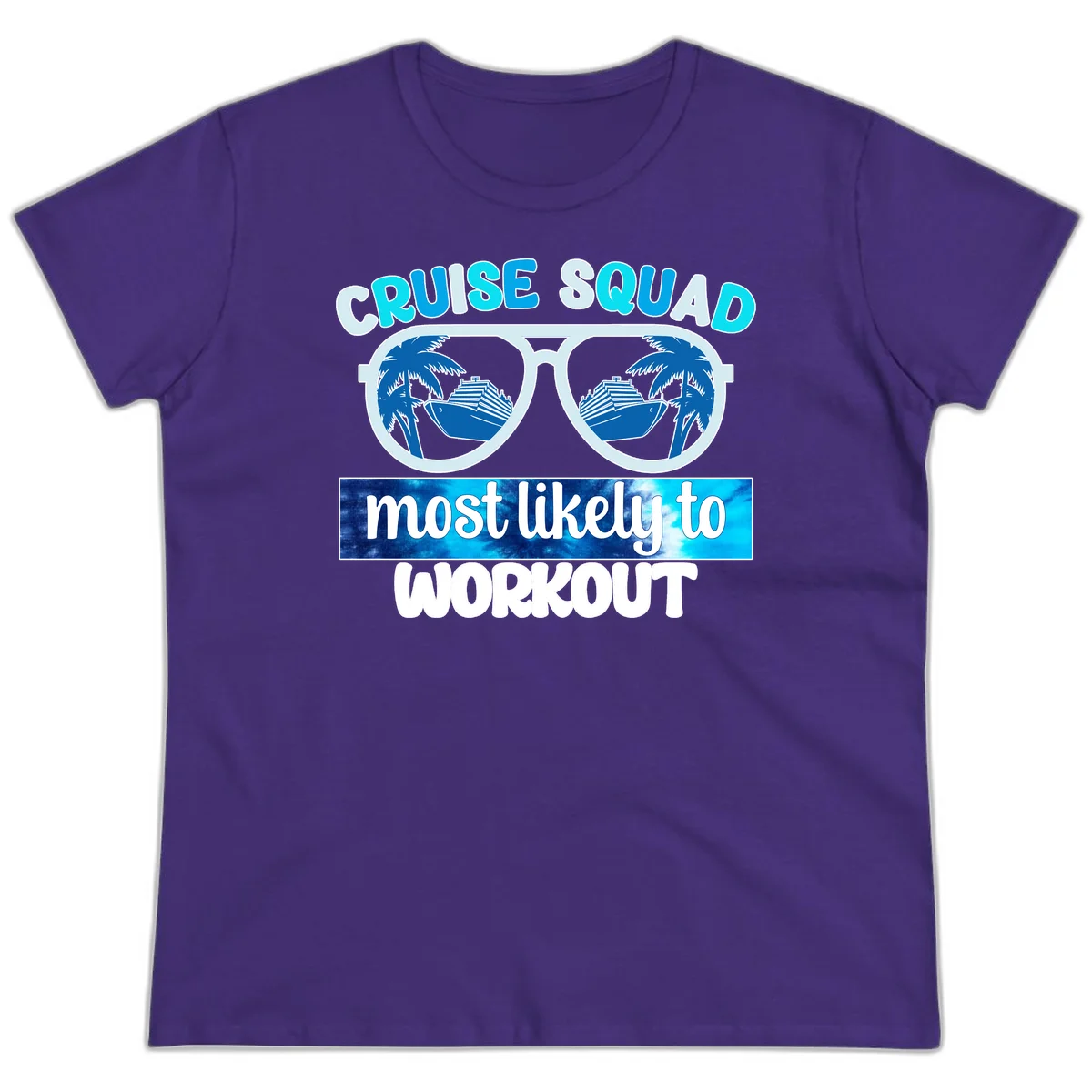 Cruise Squad Most Likely To Workout Ladies Tee in Purple