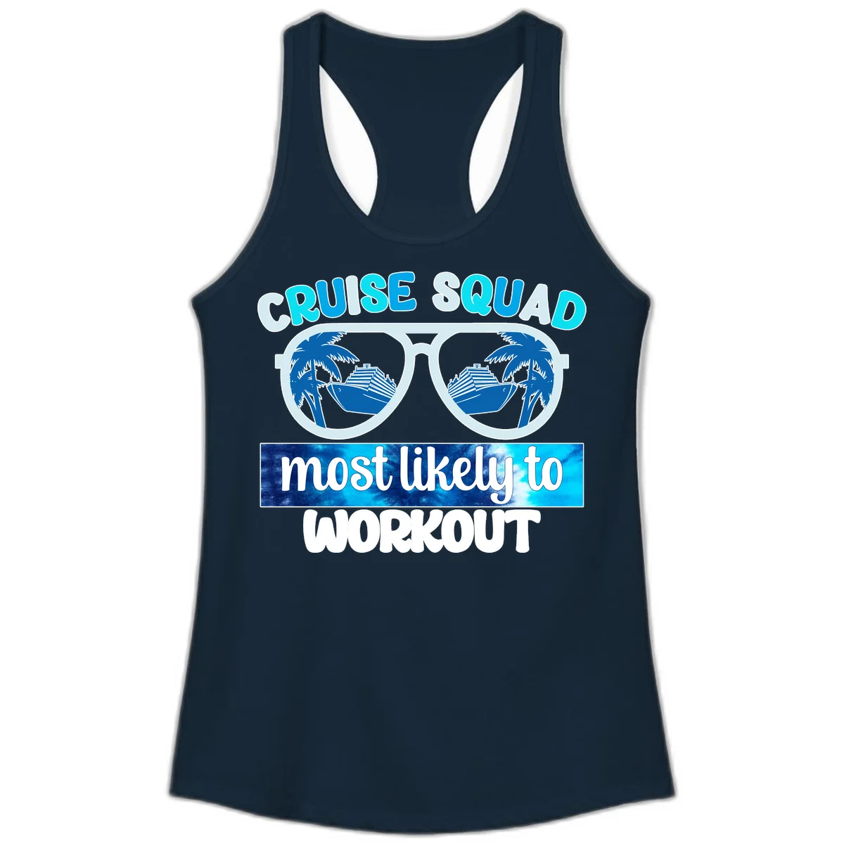 Cruise Squad Most Likely To Workout Ladies Tank in Solid Midnight Navy
