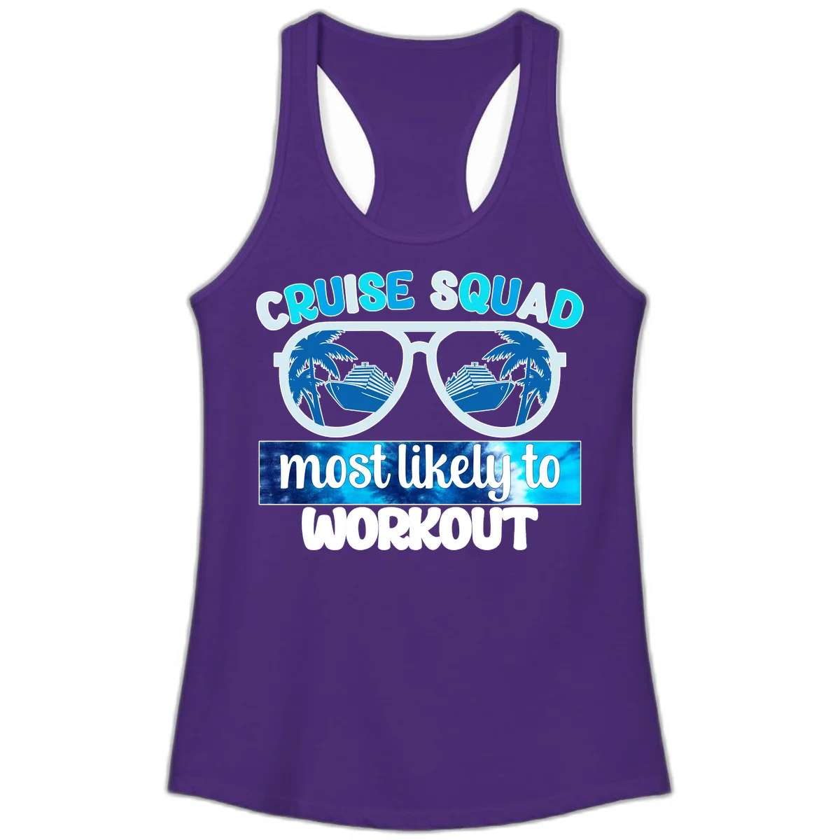 Cruise Squad Most Likely To Workout Ladies Tank in Solid Purple Rush