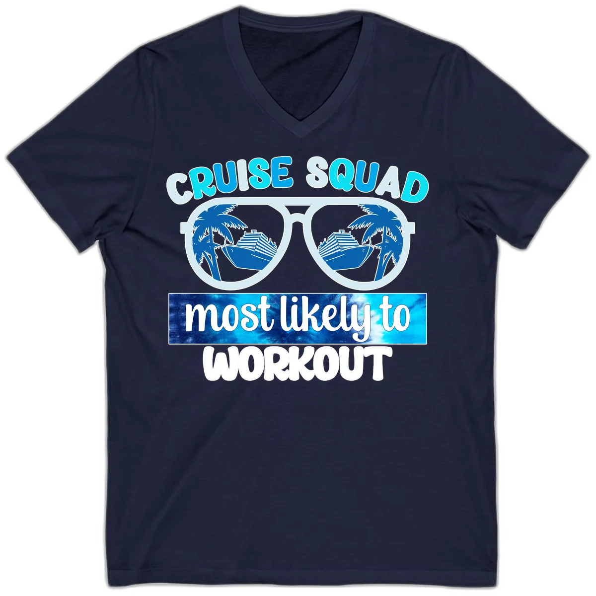 Cruise Squad Most Likely To Workout V-Neck Tee in Navy