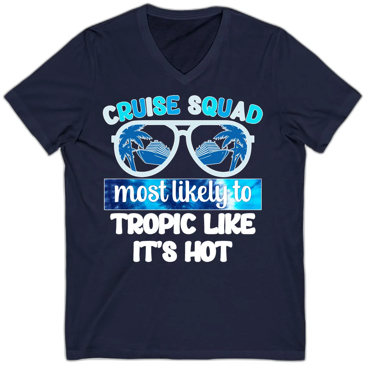 Cruise Squad Tropic Like It's Hot V-Neck in Navy
