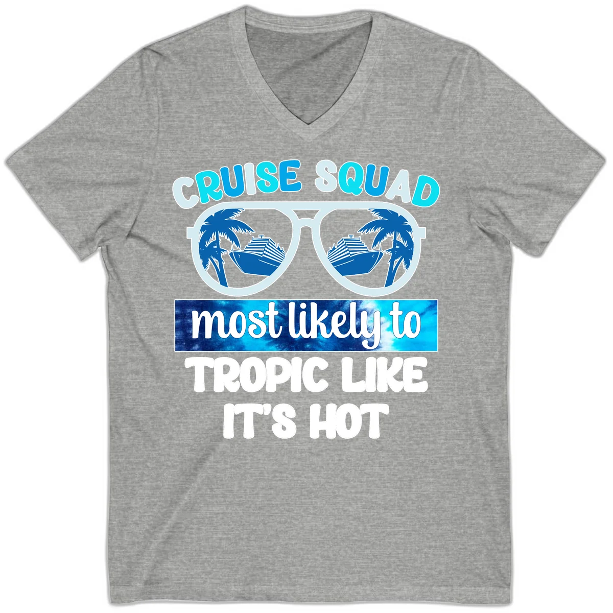 Cruise Squad Tropic Like It's Hot V-Neck in Athletic Heather