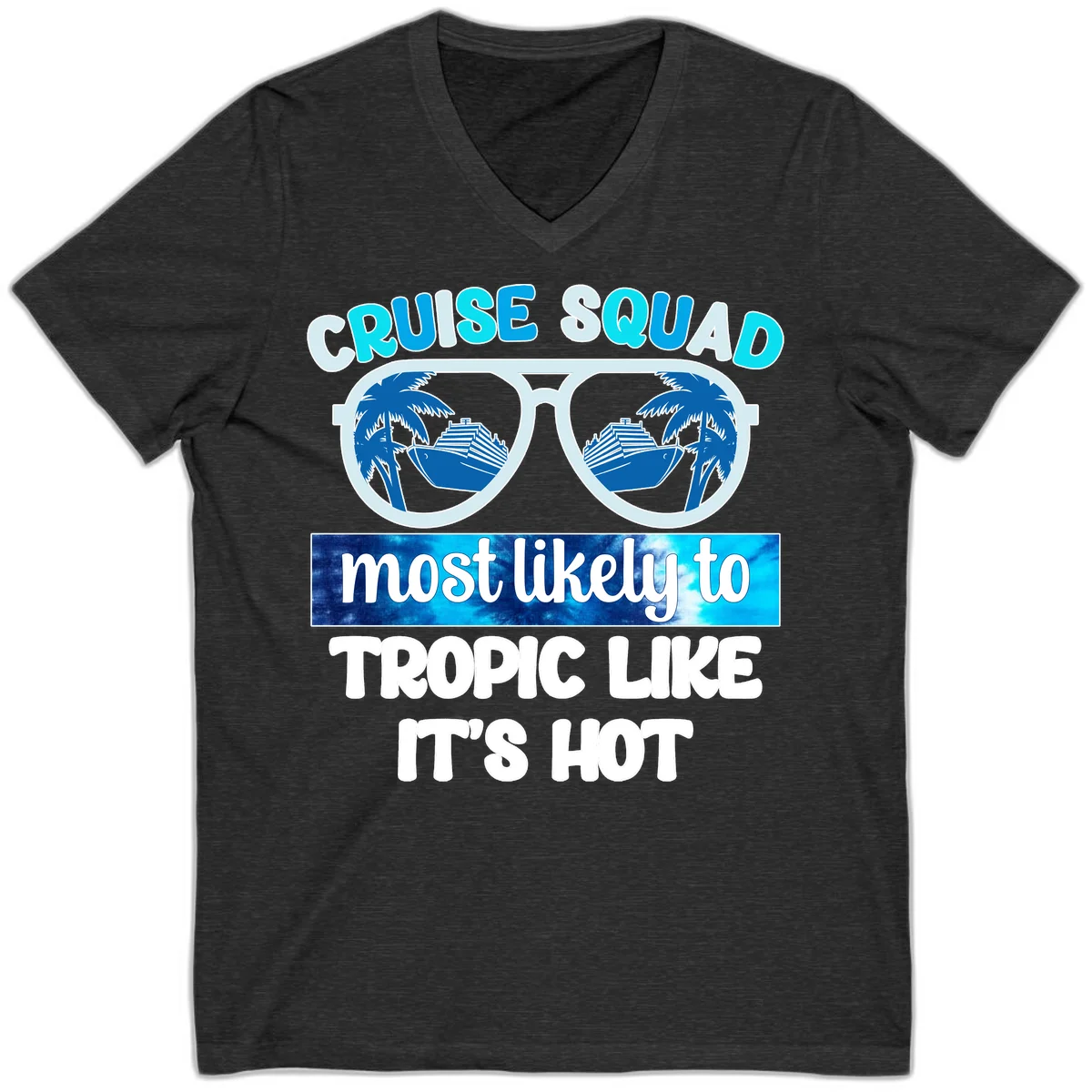 Cruise Squad Tropic Like It's Hot V-Neck in Dark Grey Heather