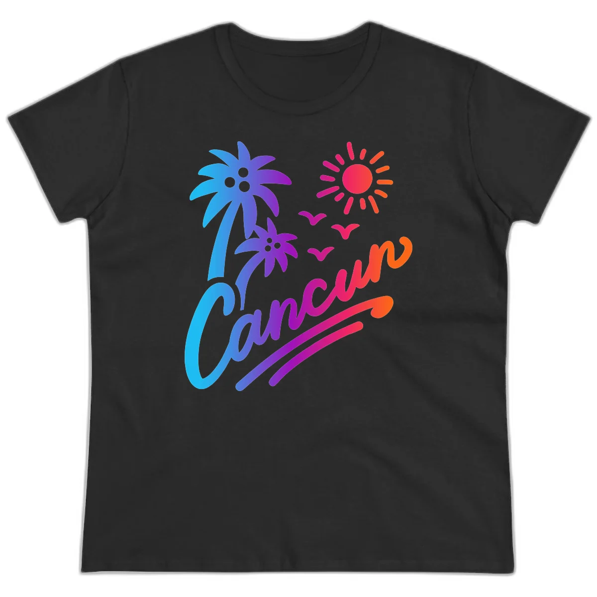 Tropical Paradise Cruise Vibes Ladies Tee in Black