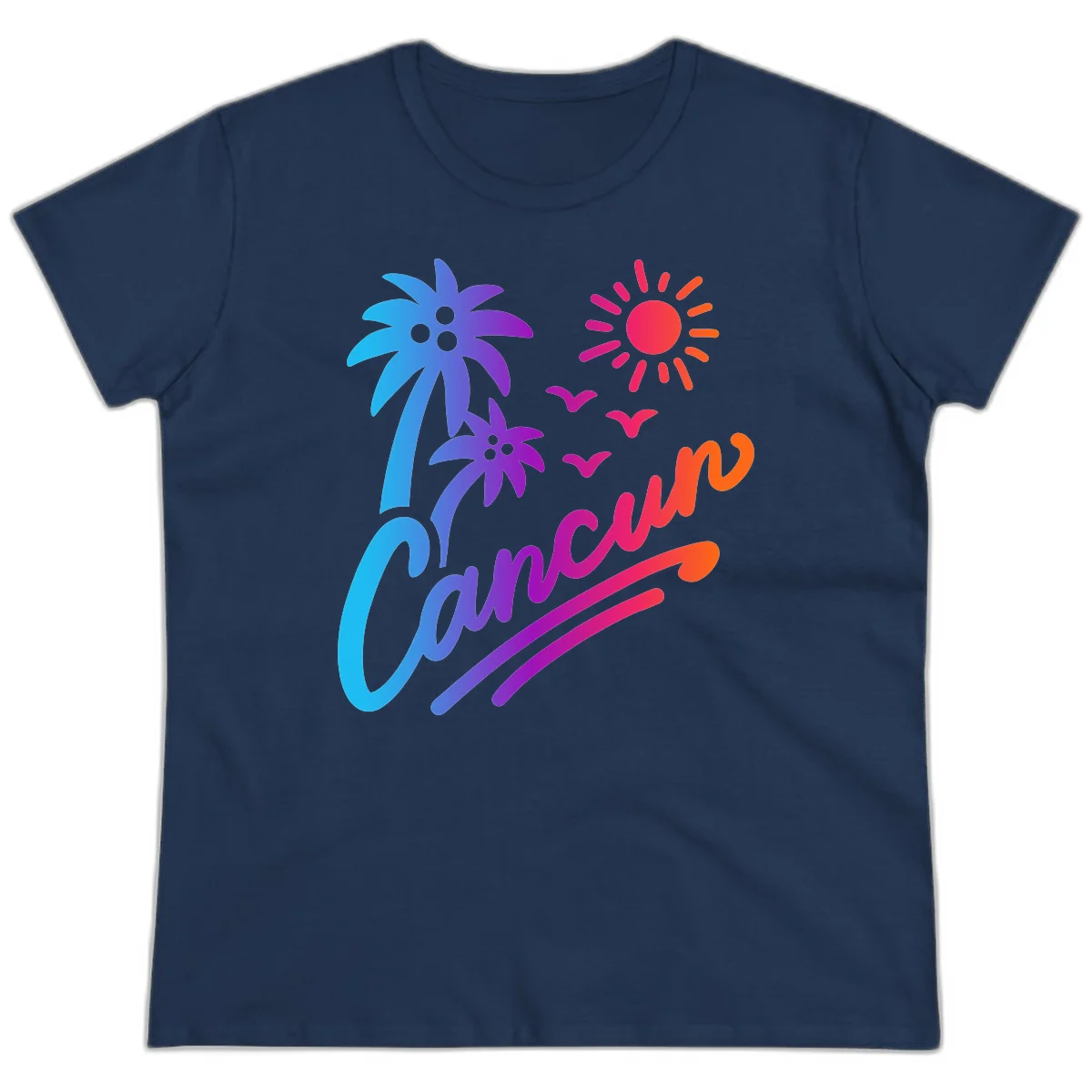 Tropical Paradise Cruise Vibes Ladies Tee in Navy