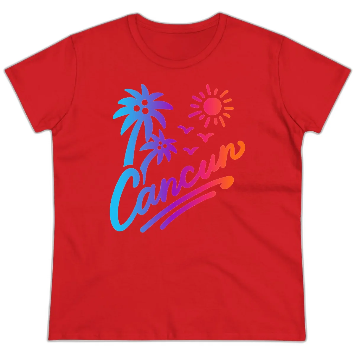 Tropical Paradise Cruise Vibes Ladies Tee in Red