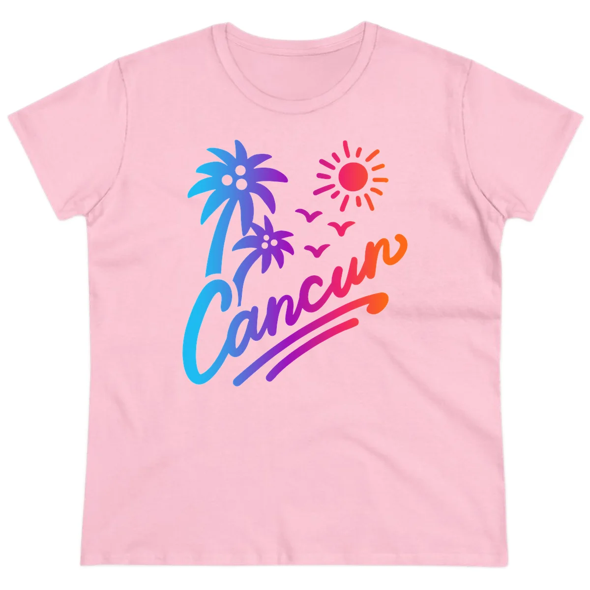 Tropical Paradise Cruise Vibes Ladies Tee in Light Pink