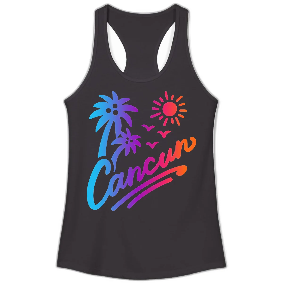 Tropical Paradise Cruise Vibes Ladies Tank in Black